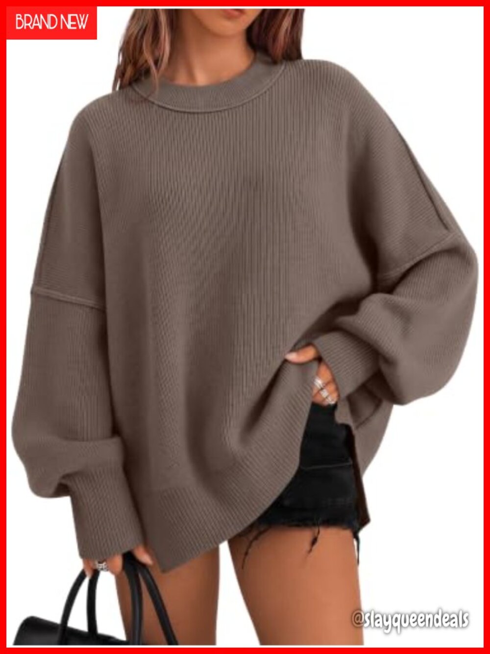 Oversized Crewneck Sweater Long Sleeve Tunic Pullover